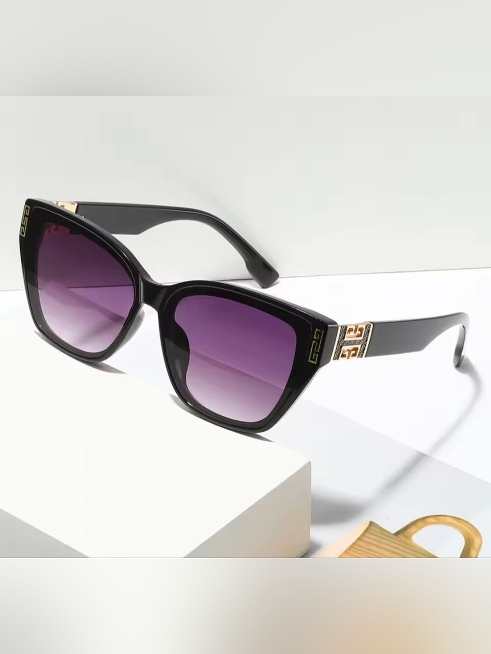 Black Sunglasses with Purple Gradient Lenses
